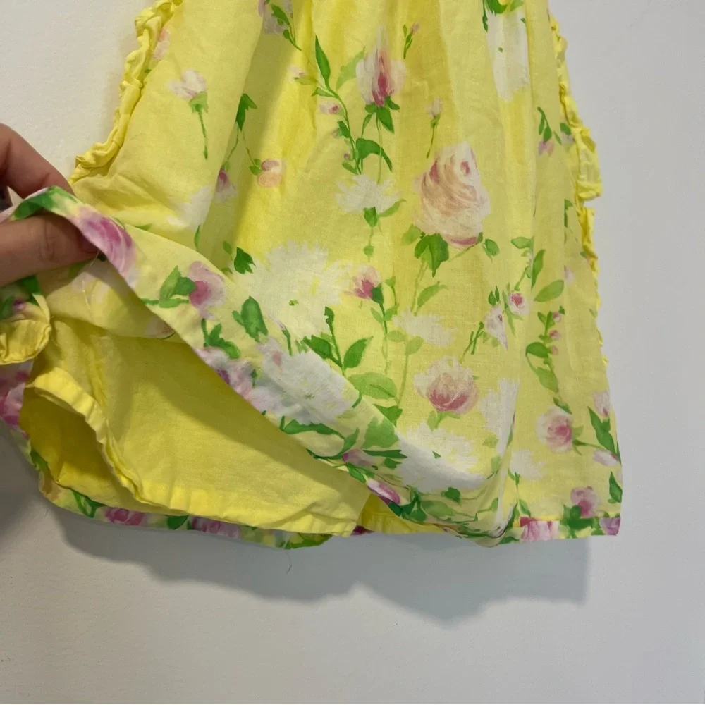Janie & Jack yellow floral cotton ruffle dress size 2T